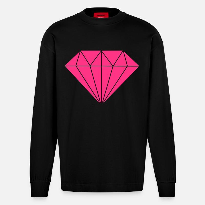 Diamant - Heavyweight Oversized Organic Langarmshirt Made in EU - SOLID BLACK