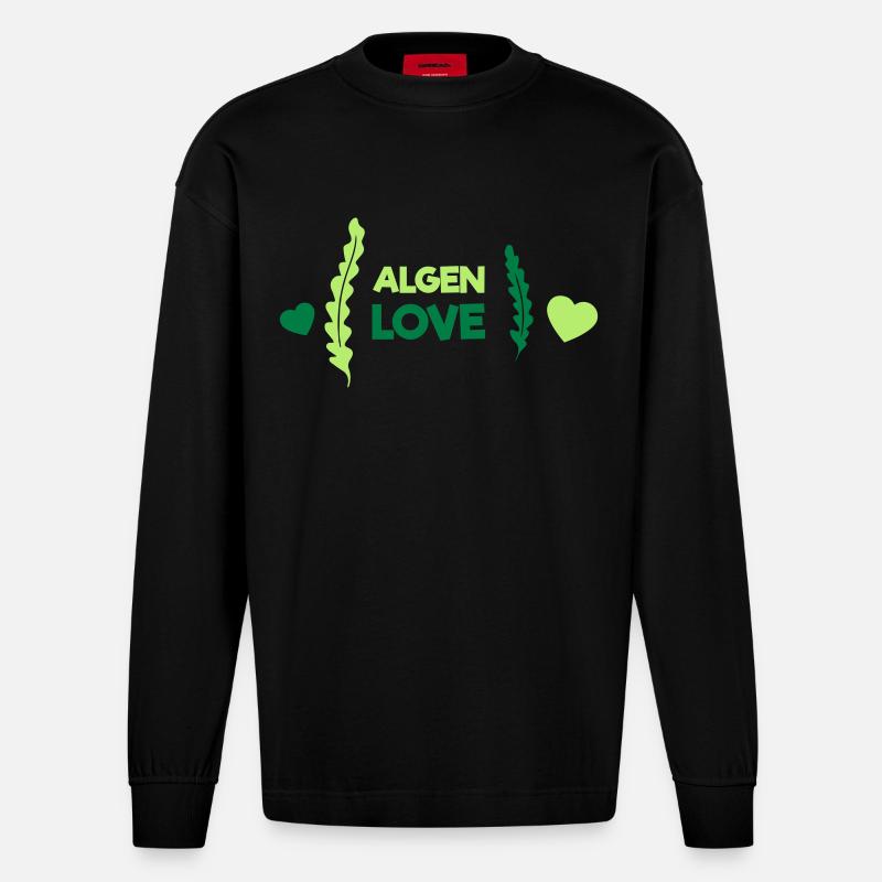 Algen Love - Heavyweight Oversized Organic Langarmshirt Made in EU - SOLID BLACK