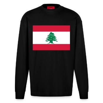 Nationalflagge von Libanon - Heavyweight Oversized Organic Langarmshirt Made in EU - SOLID BLACK - Vorne