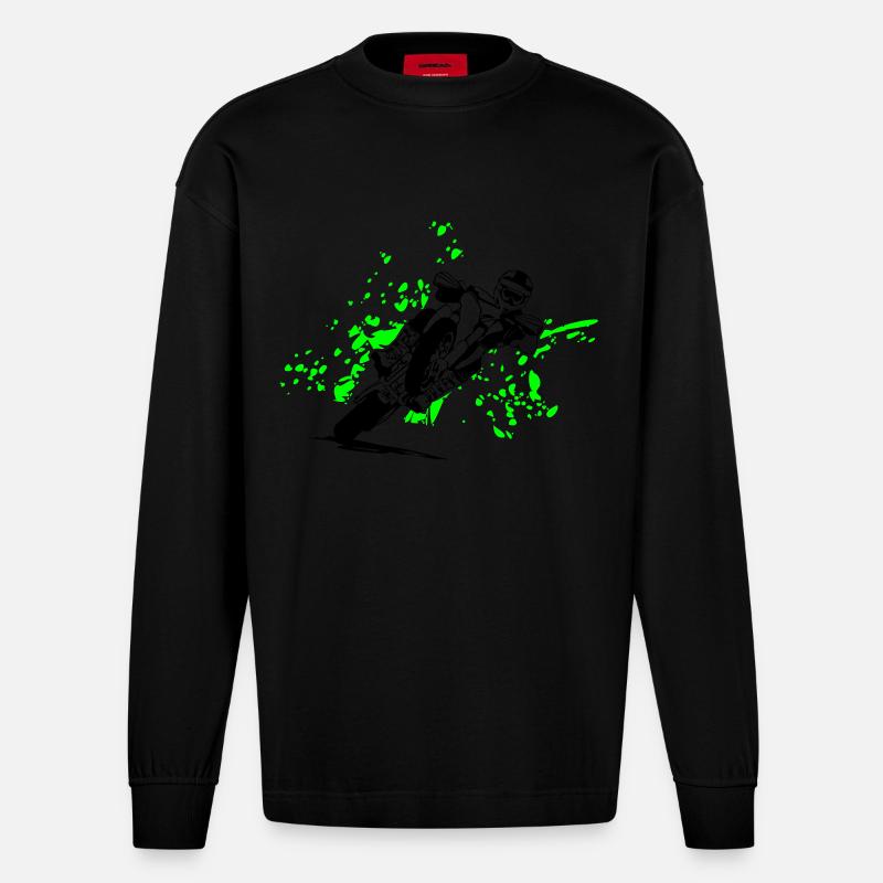 Supermoto Racing - Heavyweight Oversized Organic Langarmshirt Made in EU - SOLID BLACK