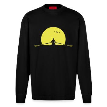 Coucher de soleil rameur aviron crânes d’aviron - Manches longues bio épais oversize fabriqué en UE - SOLID BLACK - Devant