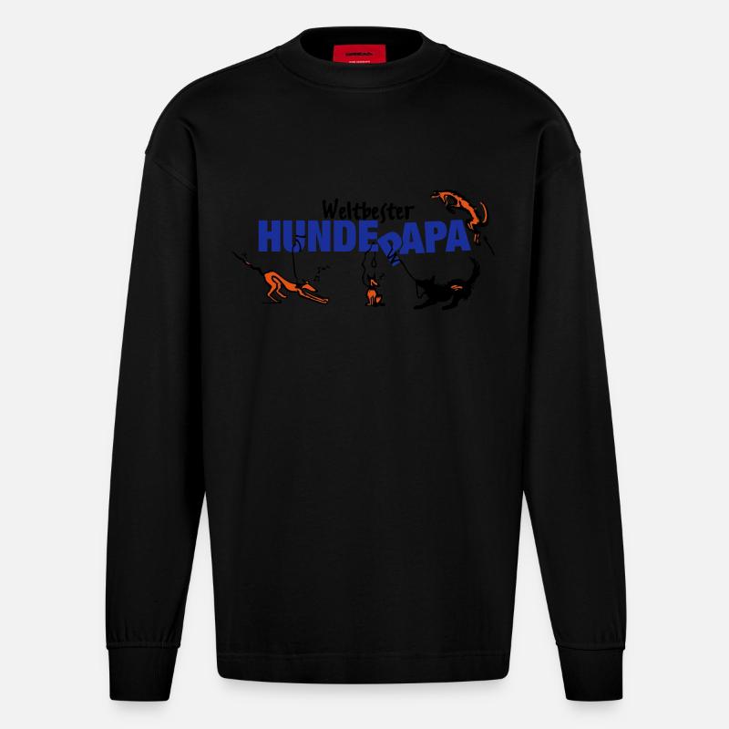 hundepapa - Heavyweight Oversized Organic Langarmshirt Made in EU - SOLID BLACK