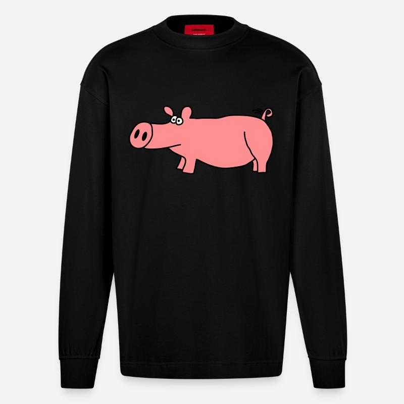Schwein - Heavyweight Oversized Organic Langarmshirt Made in EU - SOLID BLACK