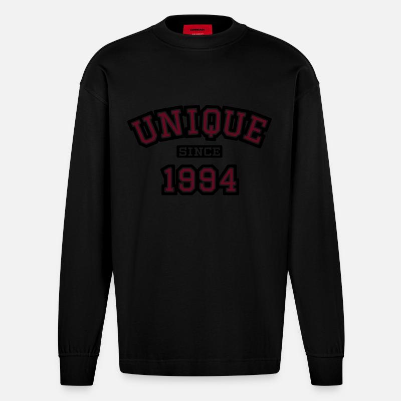 uni_1994 - Manches longues bio épais oversize fabriqué en UE - SOLID BLACK