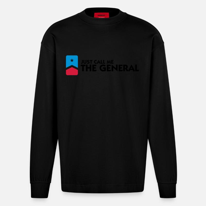 Appelez-moi au général - Manches longues bio épais oversize fabriqué en UE - SOLID BLACK