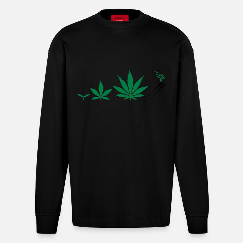 Cannabis development - Heavyweight Oversized Organic Longsleeve Shirt Made in EU - SOLID BLACK