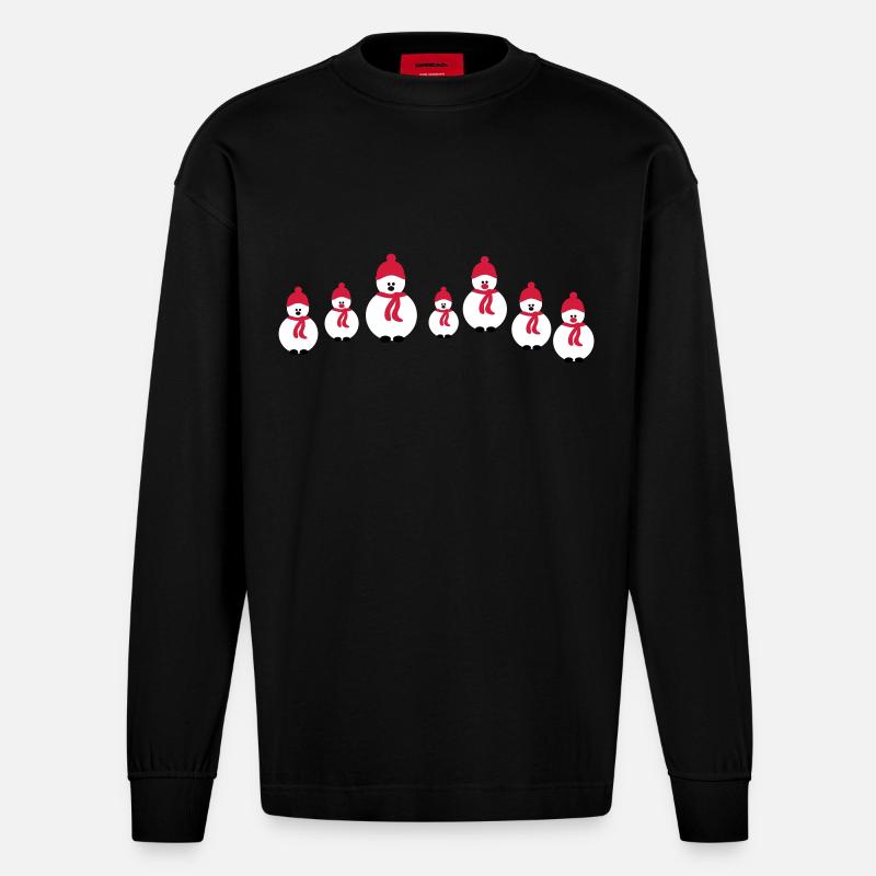 Weihnachten Schneemann-Crew - Heavyweight Oversized Organic Langarmshirt Made in EU - SOLID BLACK