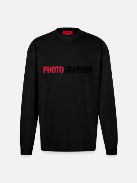 Photographer - Heavyweight Oversized Organic Langarmshirt Made in EU - SOLID BLACK