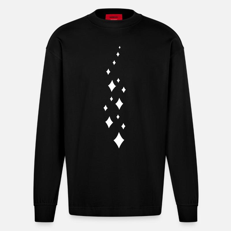 Check pattern glitter cloud - Heavyweight Oversized Organic Longsleeve Shirt Made in EU - SOLID BLACK