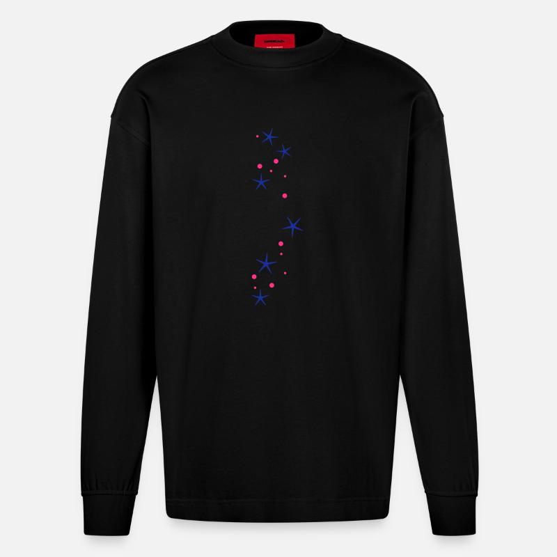 Sternchen Glitzer - Heavyweight Oversized Organic Langarmshirt Made in EU - SOLID BLACK