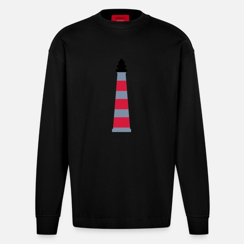 Leuchtturm - Heavyweight Oversized Organic Langarmshirt Made in EU - SOLID BLACK