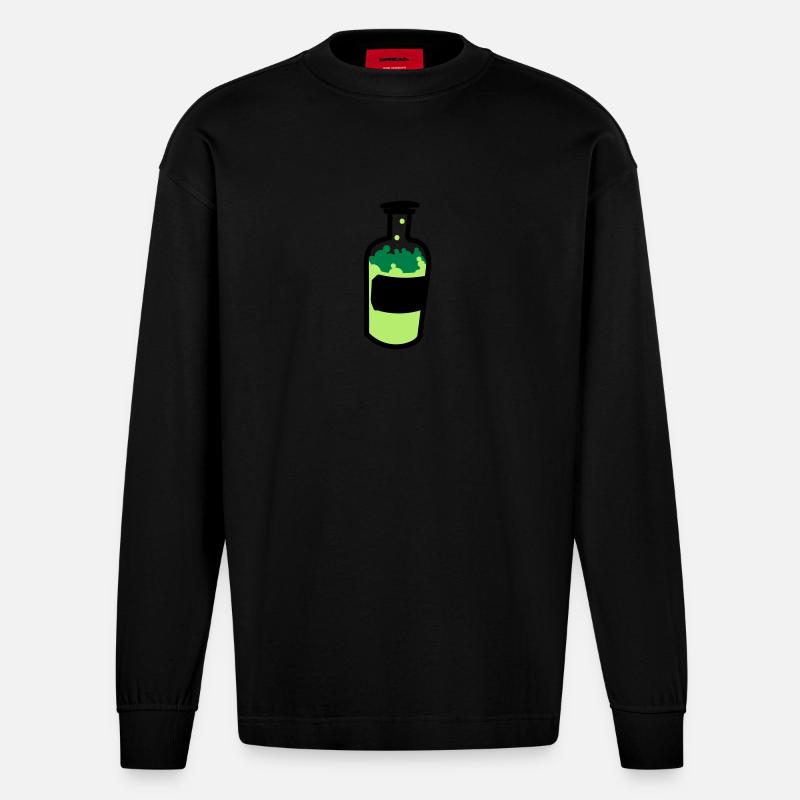 alkohol - Heavyweight Oversized Organic Langarmshirt Made in EU - SOLID BLACK