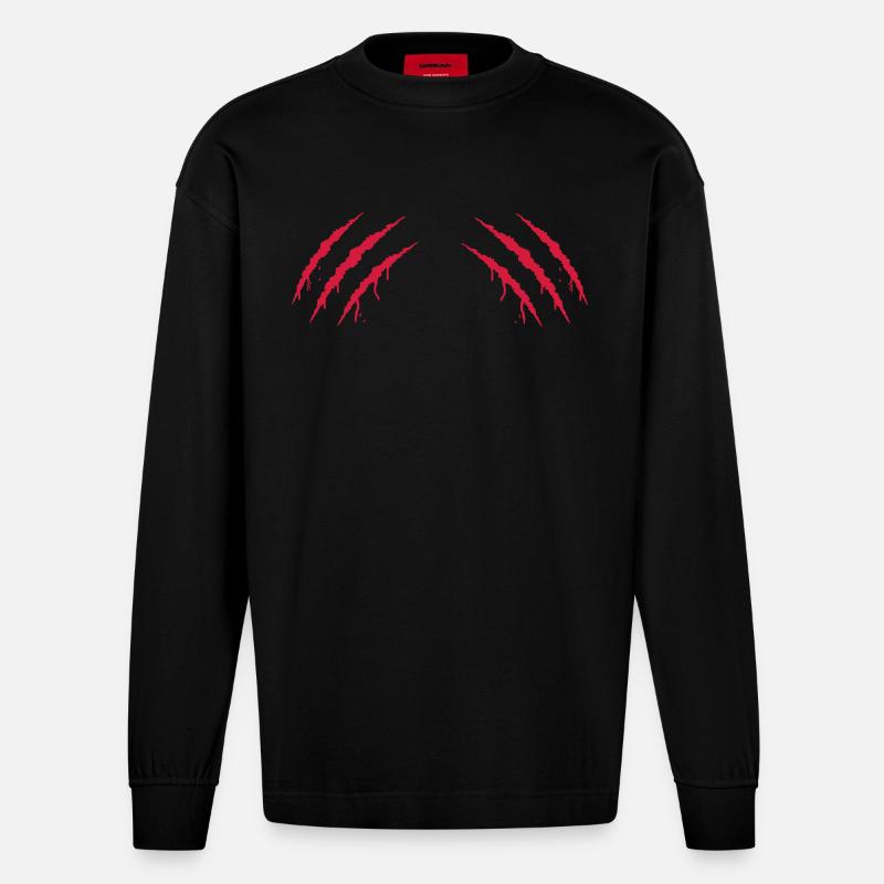 Claws 2 - Heavyweight Oversized Organic Longsleeve Shirt Made in EU - SOLID BLACK
