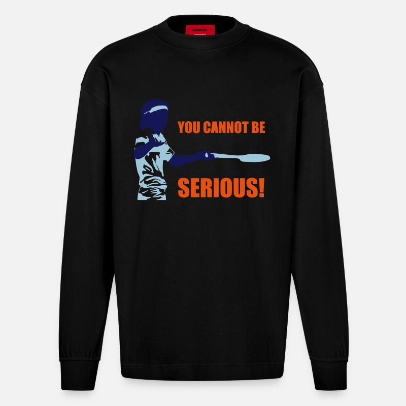 YOU CANNOT BE SERIOUS! - Heavyweight Oversized Organic Langarmshirt Made in EU - SOLID BLACK