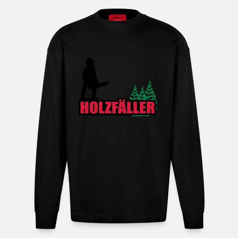 bûcheron - Manches longues bio épais oversize fabriqué en UE - SOLID BLACK