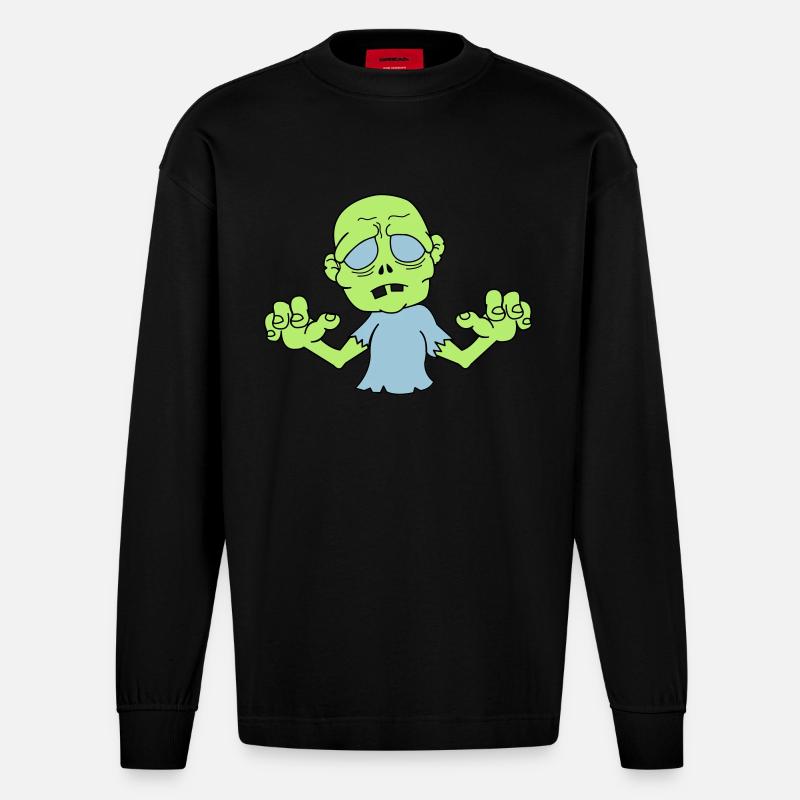 (zombie_2) - Heavyweight Oversized Organic Langarmshirt Made in EU - SOLID BLACK
