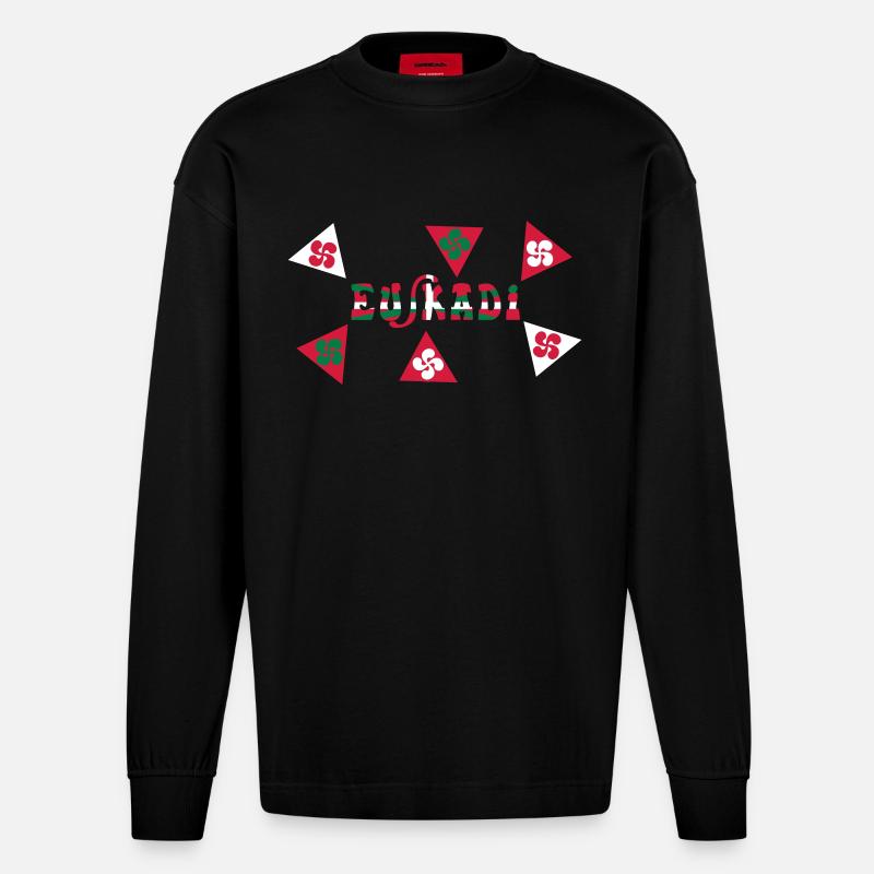 Euskadi Pays Basque - Manches longues bio épais oversize fabriqué en UE - SOLID BLACK