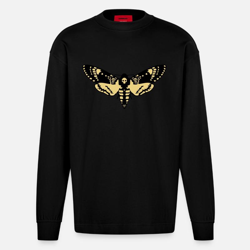 Sphinx Schädel butterfly skull - Heavyweight Oversized Organic Langarmshirt Made in EU - SOLID BLACK