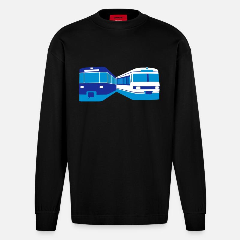 U-Bahn + S-Bahn München - Heavyweight Oversized Organic Langarmshirt Made in EU - SOLID BLACK