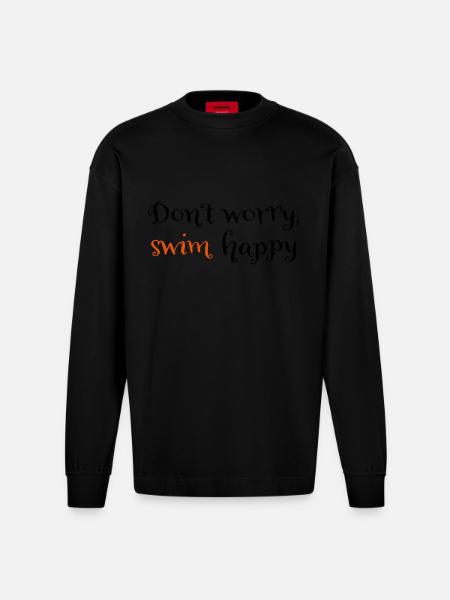 schwimmen - Manches longues bio épais oversize fabriqué en UE - SOLID BLACK