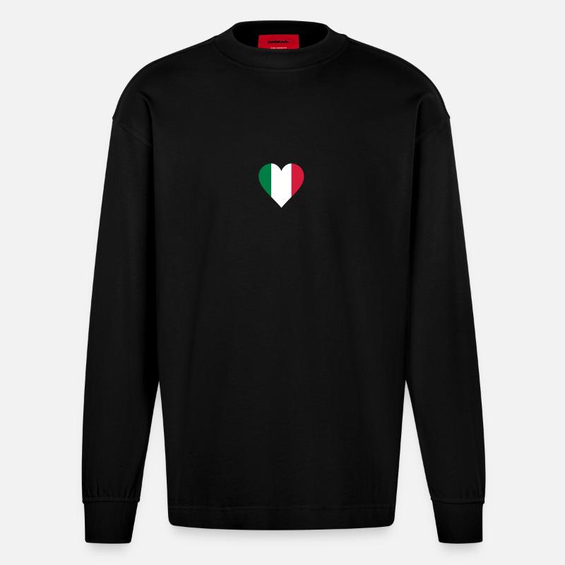 coeur italie - Manches longues bio épais oversize fabriqué en UE - SOLID BLACK