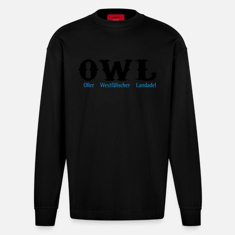 owl - Heavyweight Oversized Organic Langarmshirt Made in EU - SOLID BLACK