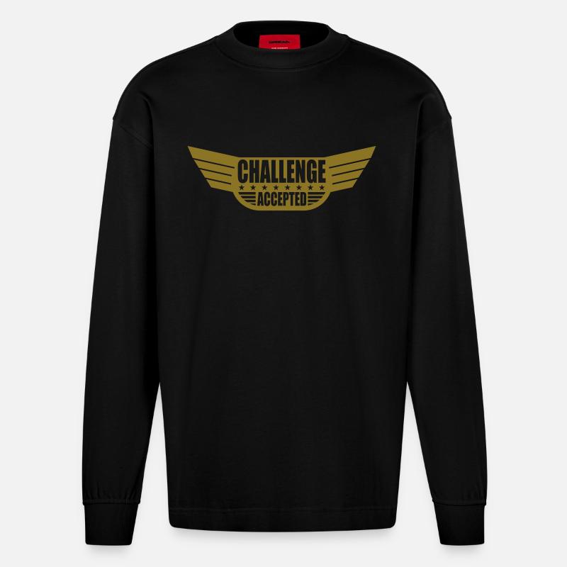 Challenge Accepted Banner - Heavyweight Oversized Organic Langarmshirt Made in EU - SOLID BLACK