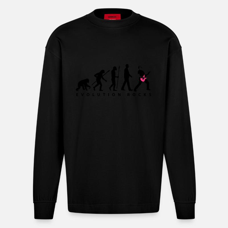 evolution_rocks_032012_b_2c - Heavyweight Oversized Organic Longsleeve Shirt Made in EU - SOLID BLACK