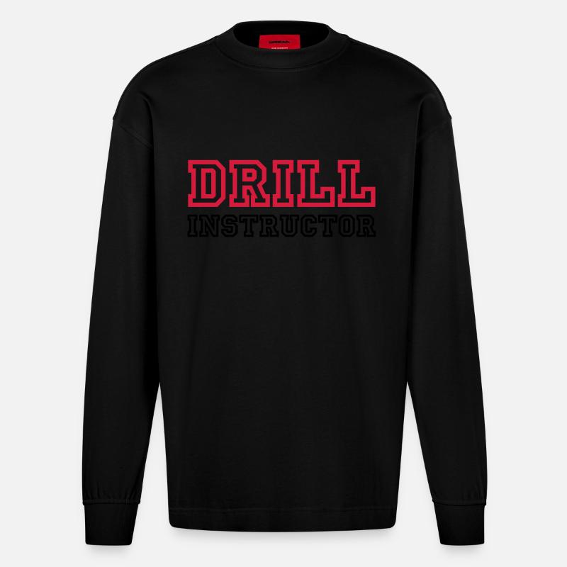 Drill Instructor - Manches longues bio épais oversize fabriqué en UE - SOLID BLACK