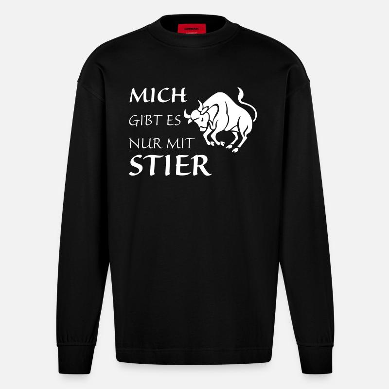 Nur mit Stier - Heavyweight Oversized Organic Langarmshirt Made in EU - SOLID BLACK
