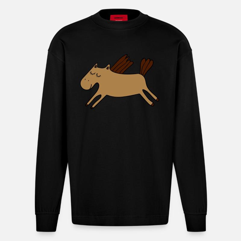 Pony - Heavyweight Oversized Organic Langarmshirt Made in EU - SOLID BLACK