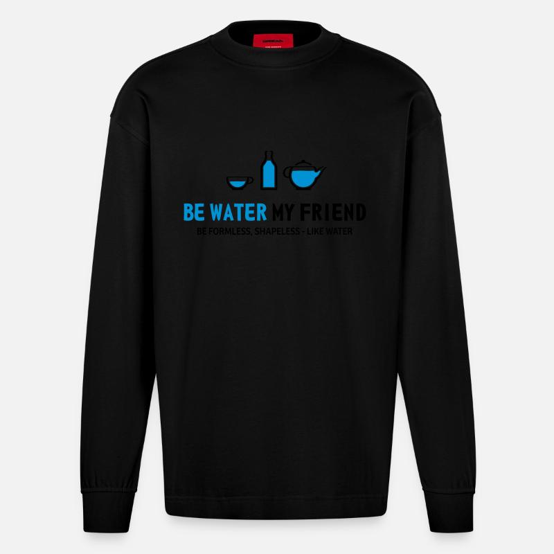 be water - Heavyweight Oversized Organic Langarmshirt Made in EU - SOLID BLACK
