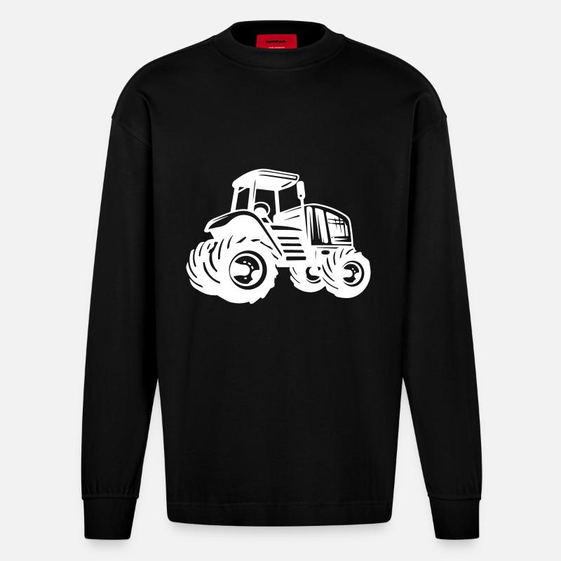 Traktor Symbol - Heavyweight Oversized Organic Langarmshirt Made in EU - SOLID BLACK