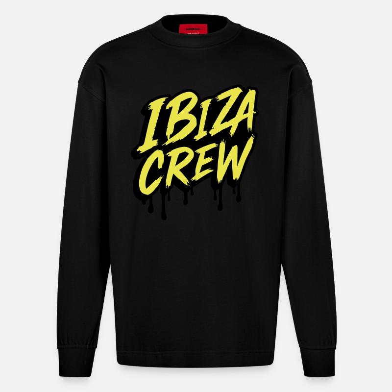 Ibiza Crew - Heavyweight Oversized Organic Langarmshirt Made in EU - SOLID BLACK