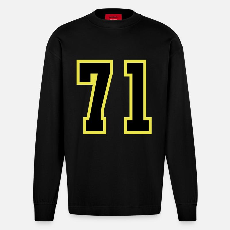 Maillot à 71 numéros - Manches longues bio épais oversize fabriqué en UE - SOLID BLACK