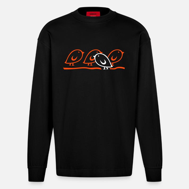 TWEETLERCOOLS - Gegen den Strom - Heavyweight Oversized Organic Langarmshirt Made in EU - SOLID BLACK