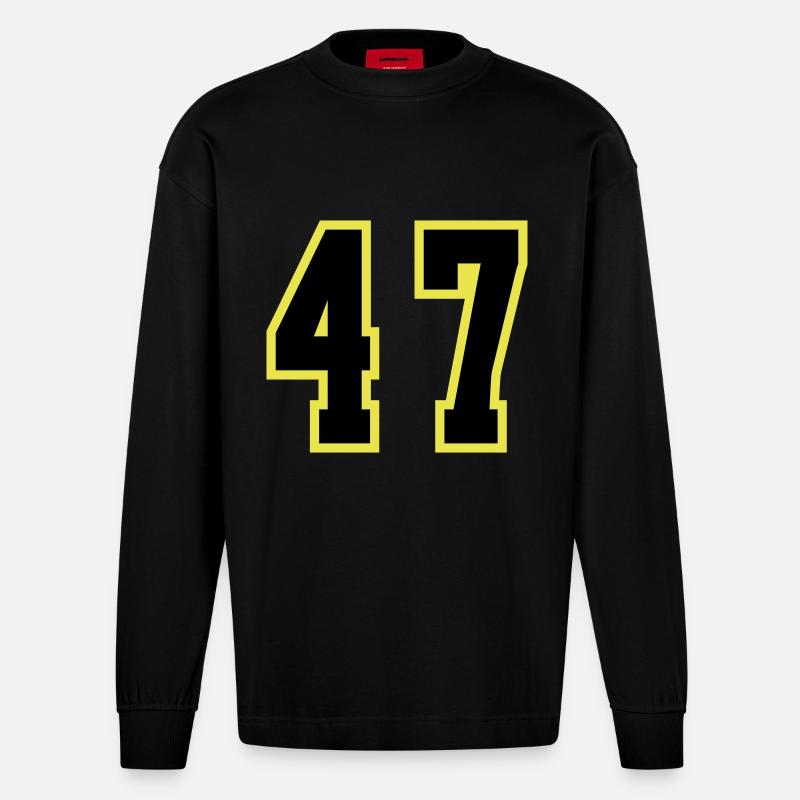 Maillot à 47 numéros - Manches longues bio épais oversize fabriqué en UE - SOLID BLACK