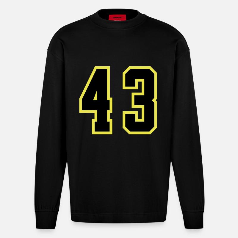 Maillot à 43 numéros - Manches longues bio épais oversize fabriqué en UE - SOLID BLACK