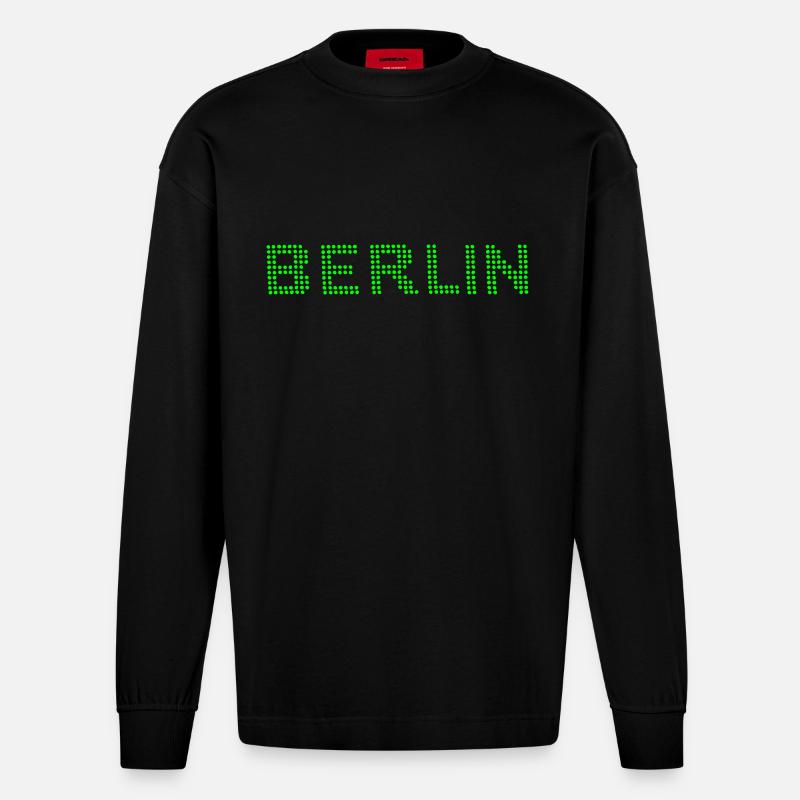 BERLIN Punktschrift - Heavyweight Oversized Organic Langarmshirt Made in EU - SOLID BLACK