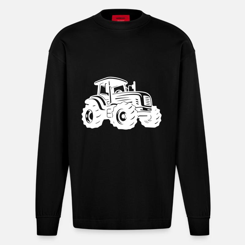Traktor Silhouette - Heavyweight Oversized Organic Langarmshirt Made in EU - SOLID BLACK