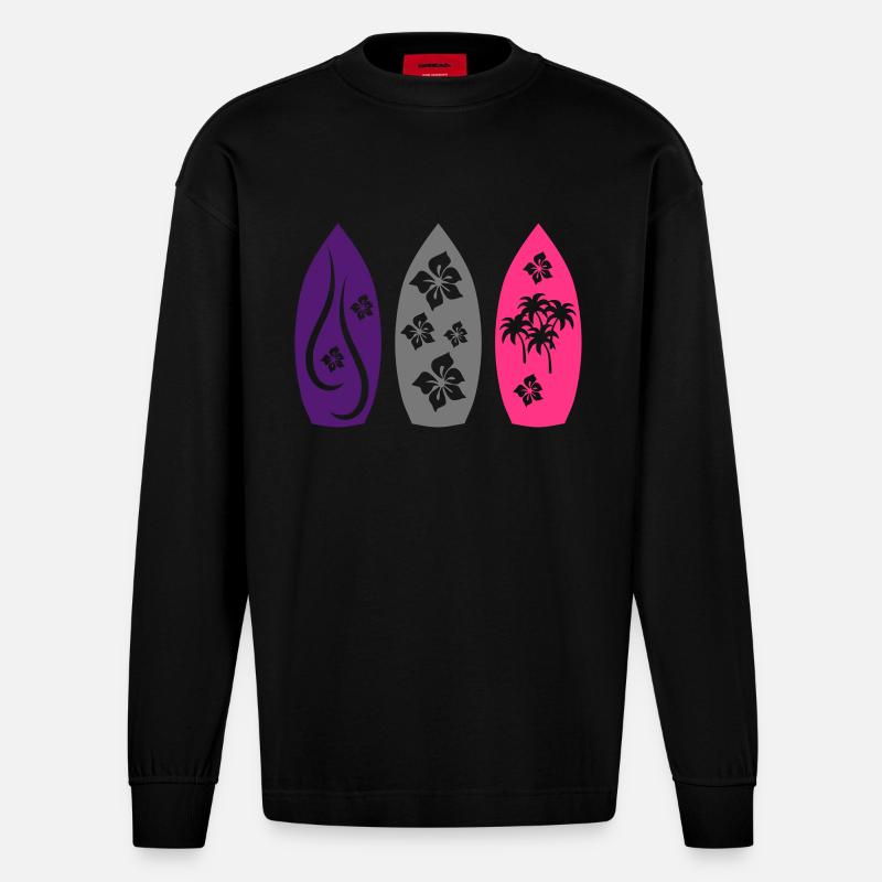 surfboard - Heavyweight Oversized Organic Longsleeve Shirt Made in EU - SOLID BLACK