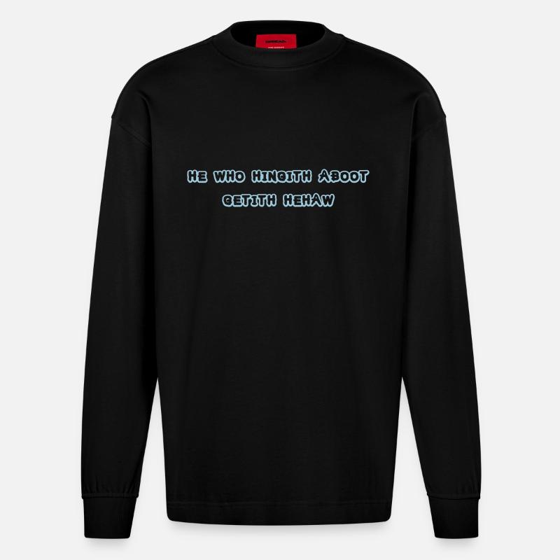 he who hingith aboot - Manches longues bio épais oversize fabriqué en UE - SOLID BLACK