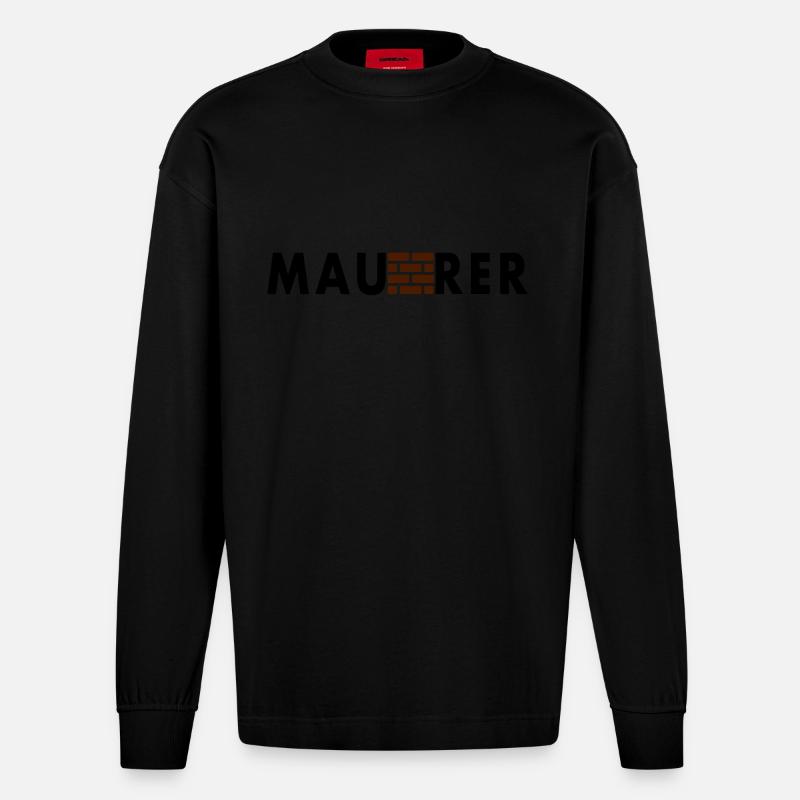 Maurer | Beruf | Geschenkidee | Geschenk - Heavyweight Oversized Organic Langarmshirt Made in EU - SOLID BLACK