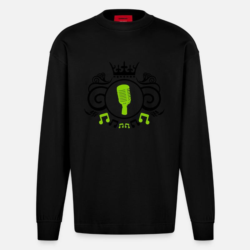 Microphone wappen - Heavyweight Oversized Organic Langarmshirt Made in EU - SOLID BLACK