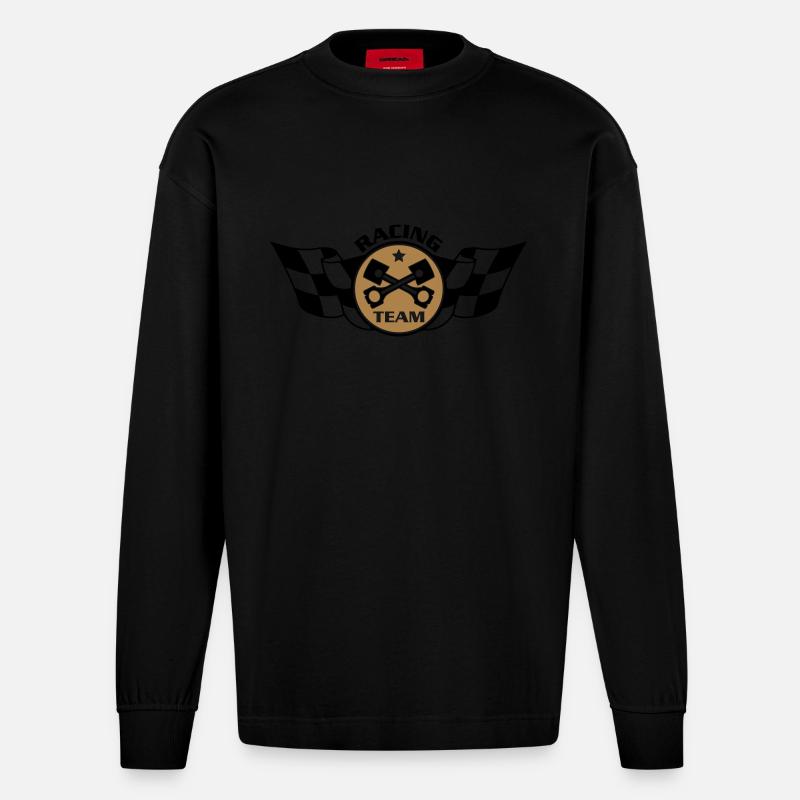 Racing Team 2c - Heavyweight Oversized Organic Langarmshirt Made in EU - SOLID BLACK