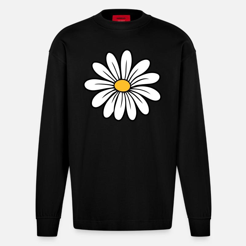 Gänseblümchen - Heavyweight Oversized Organic Langarmshirt Made in EU - SOLID BLACK