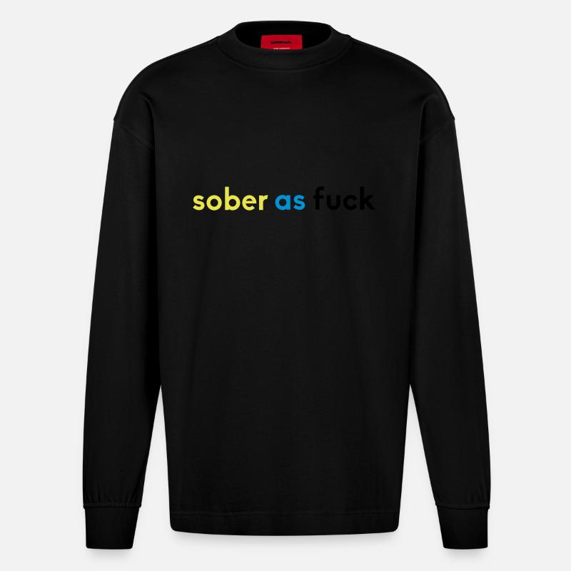 sober 2 - Heavyweight Oversized Organic Langarmshirt Made in EU - SOLID BLACK