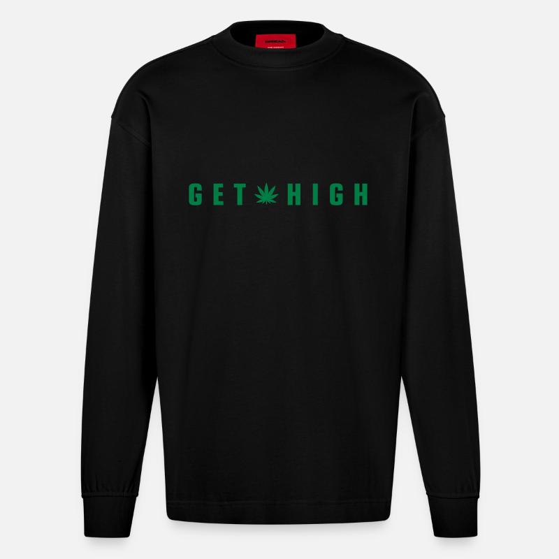 get_high__f1 - Heavyweight Oversized Organic Langarmshirt Made in EU - SOLID BLACK
