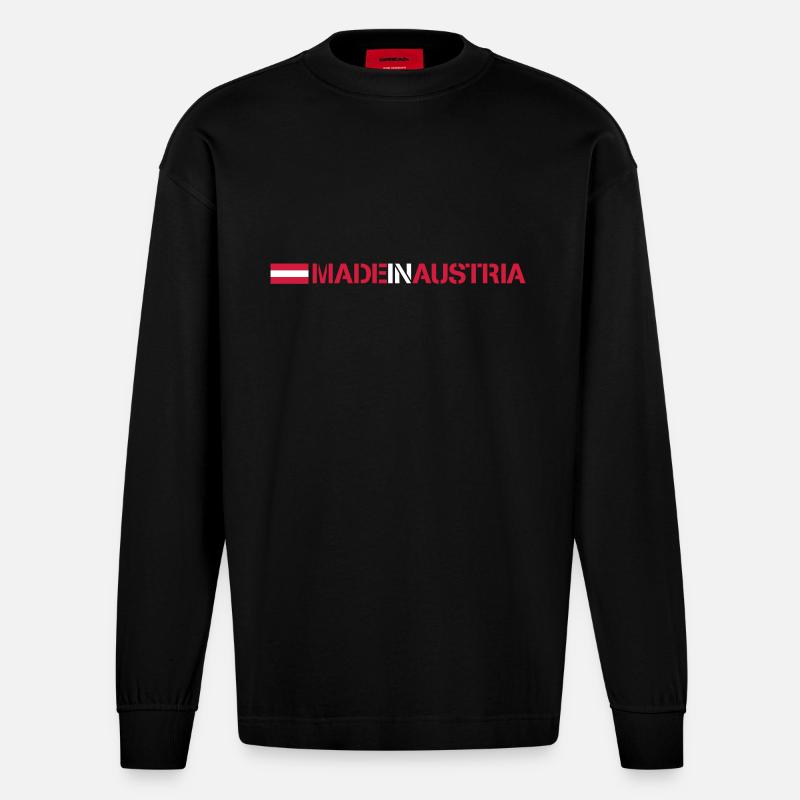Made In Austria Logo - Manches longues bio épais oversize fabriqué en UE - SOLID BLACK