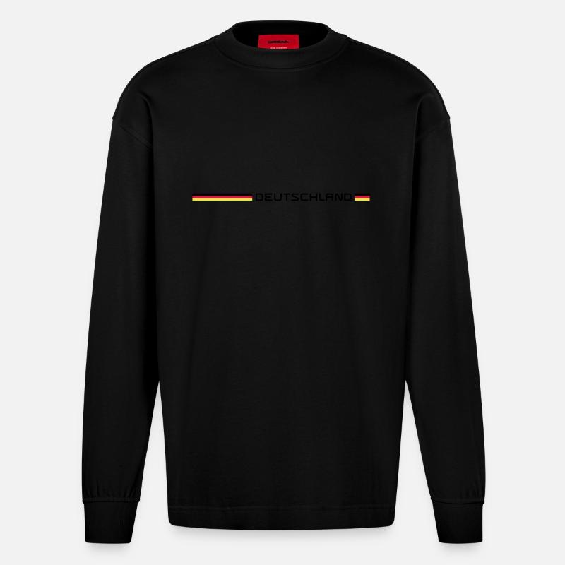Deutschland - Heavyweight Oversized Organic Langarmshirt Made in EU - SOLID BLACK
